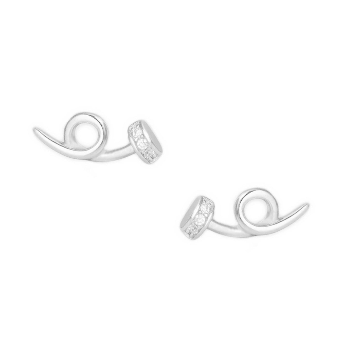 Sterling Silver Twisted Nail Spiral Pin CZ Stud Earrings - Minimalist Dainty Ear Piercing Jewelry