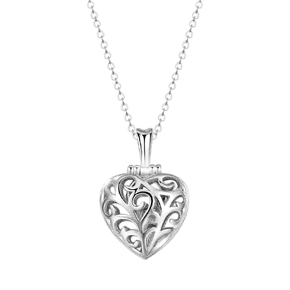 Sterling Silver Filigree Floral Love Heart Locket Hidden Ring Pendant Necklace - sugarkittenlondon