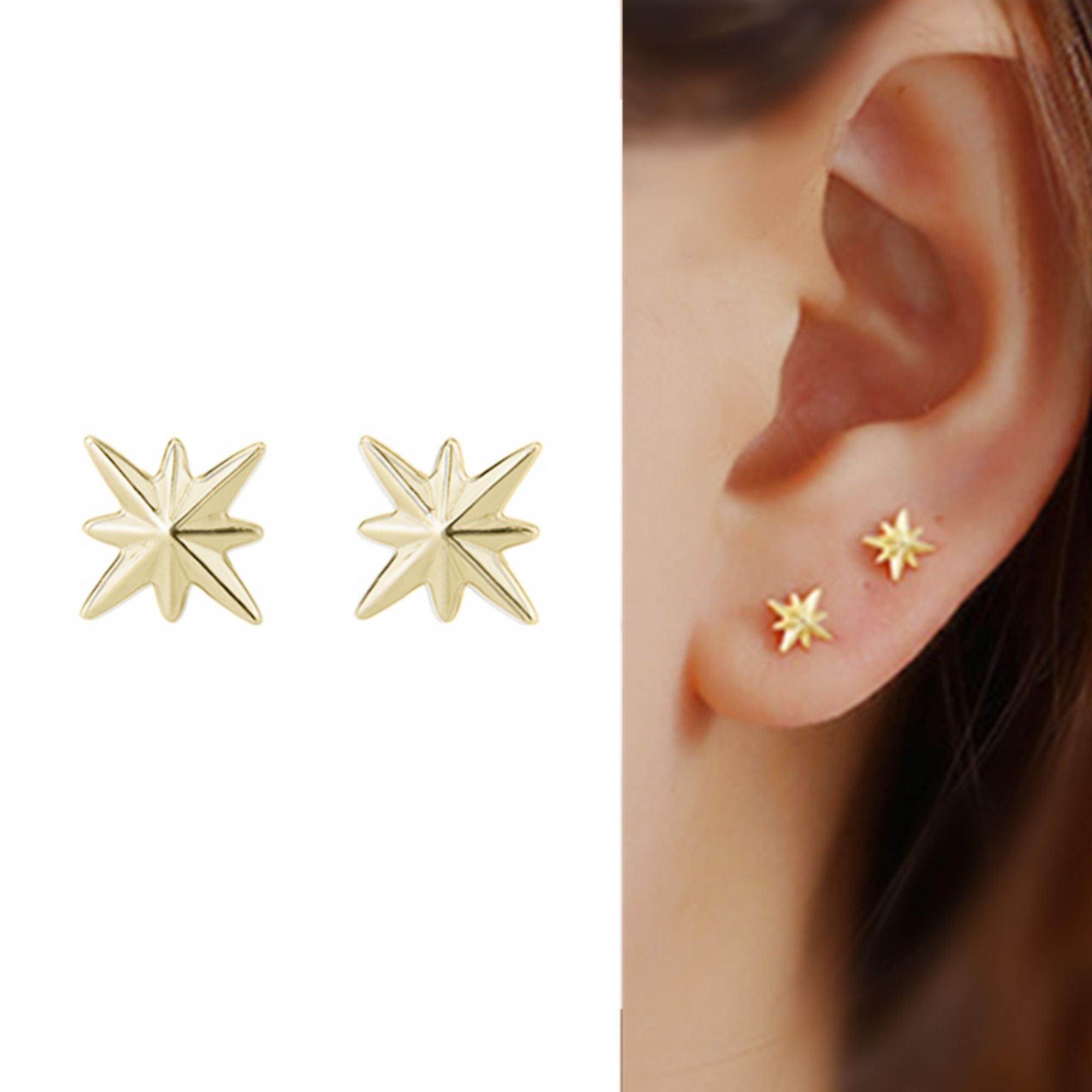 Star design hot sale gold earrings