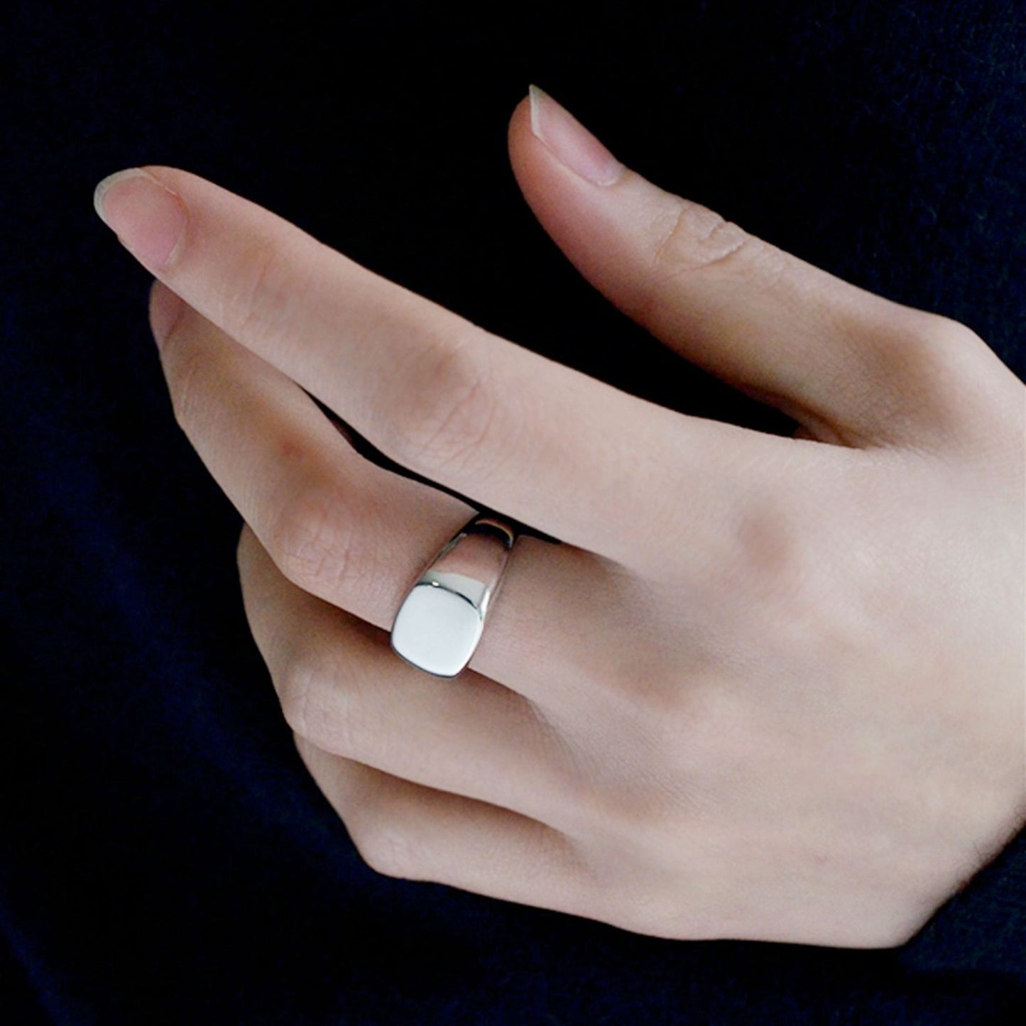 Sterling Silver Polished Cushion Square Signet Ring for Men and Women - sugarkittenlondon