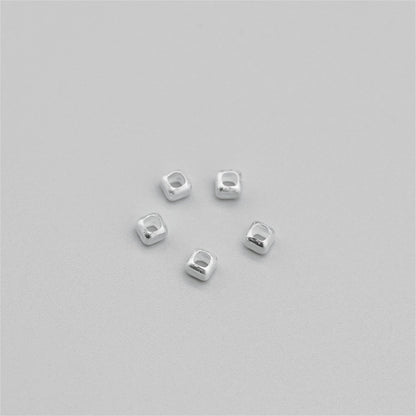 925 Sterling Silver 3mm Cube Charm pendant Beads , for Bracelets, Necklaces, and More