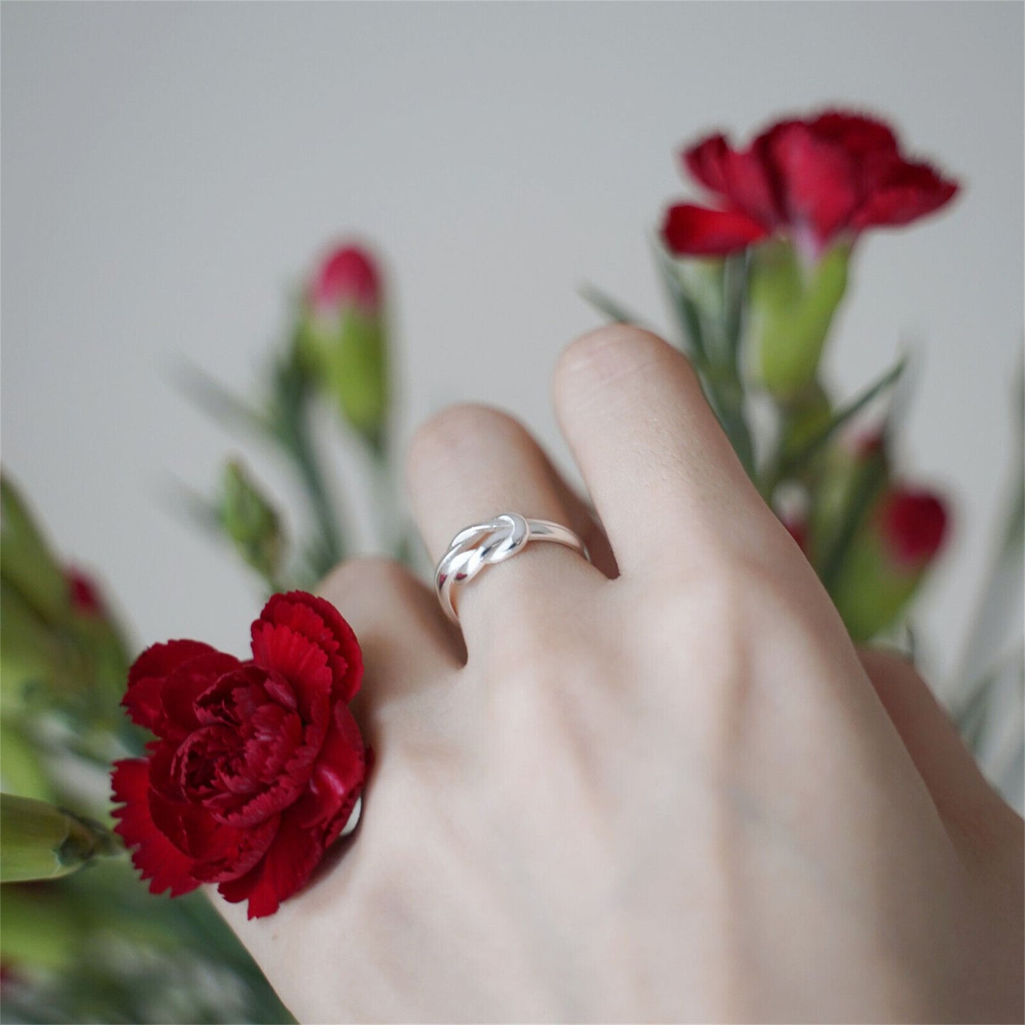 925 Sterling Silver Love Knot Ring with Adjustable Band - sugarkittenlondon