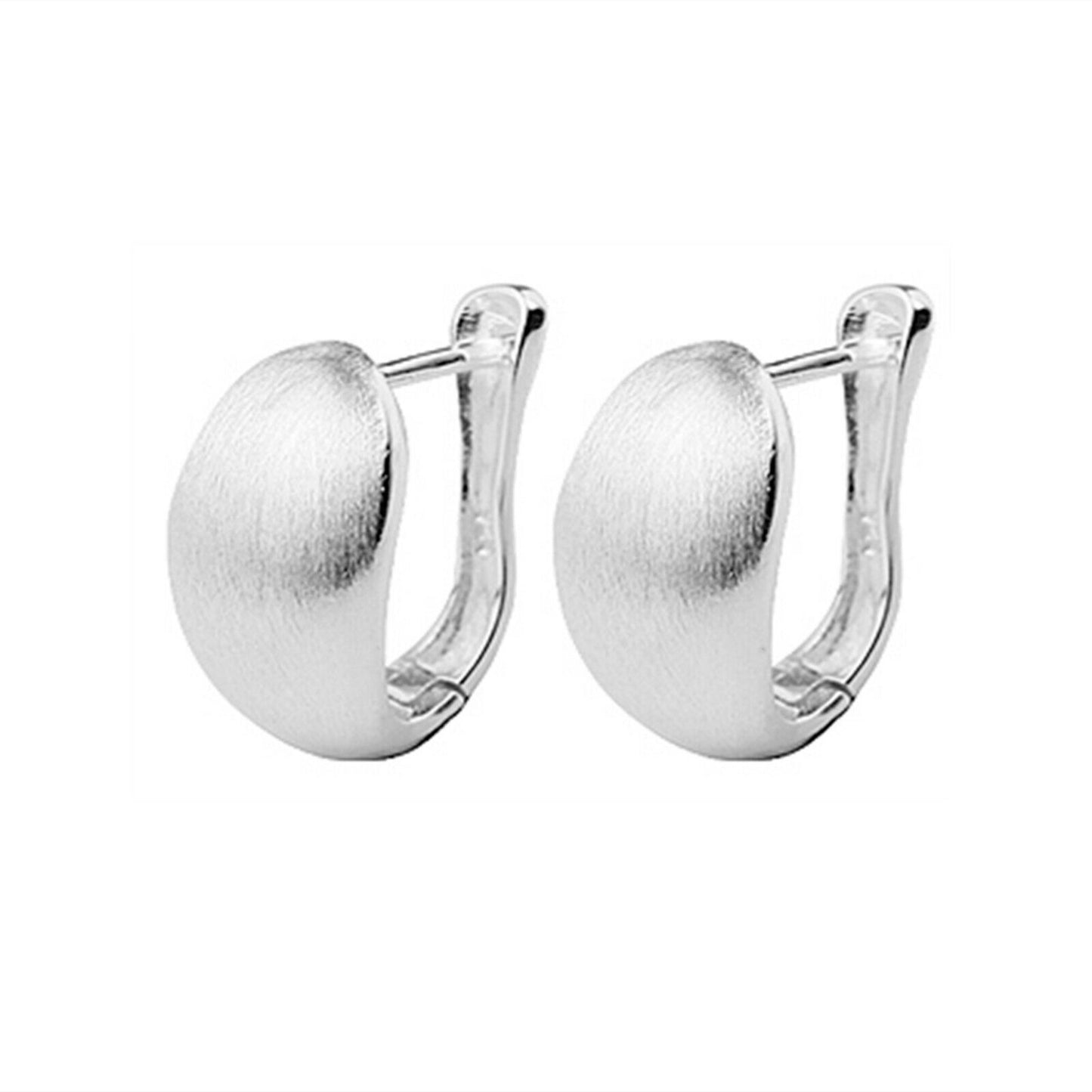 Sterling Silver Brushed Oval Dome Petal Back Earrings with Tulip Design