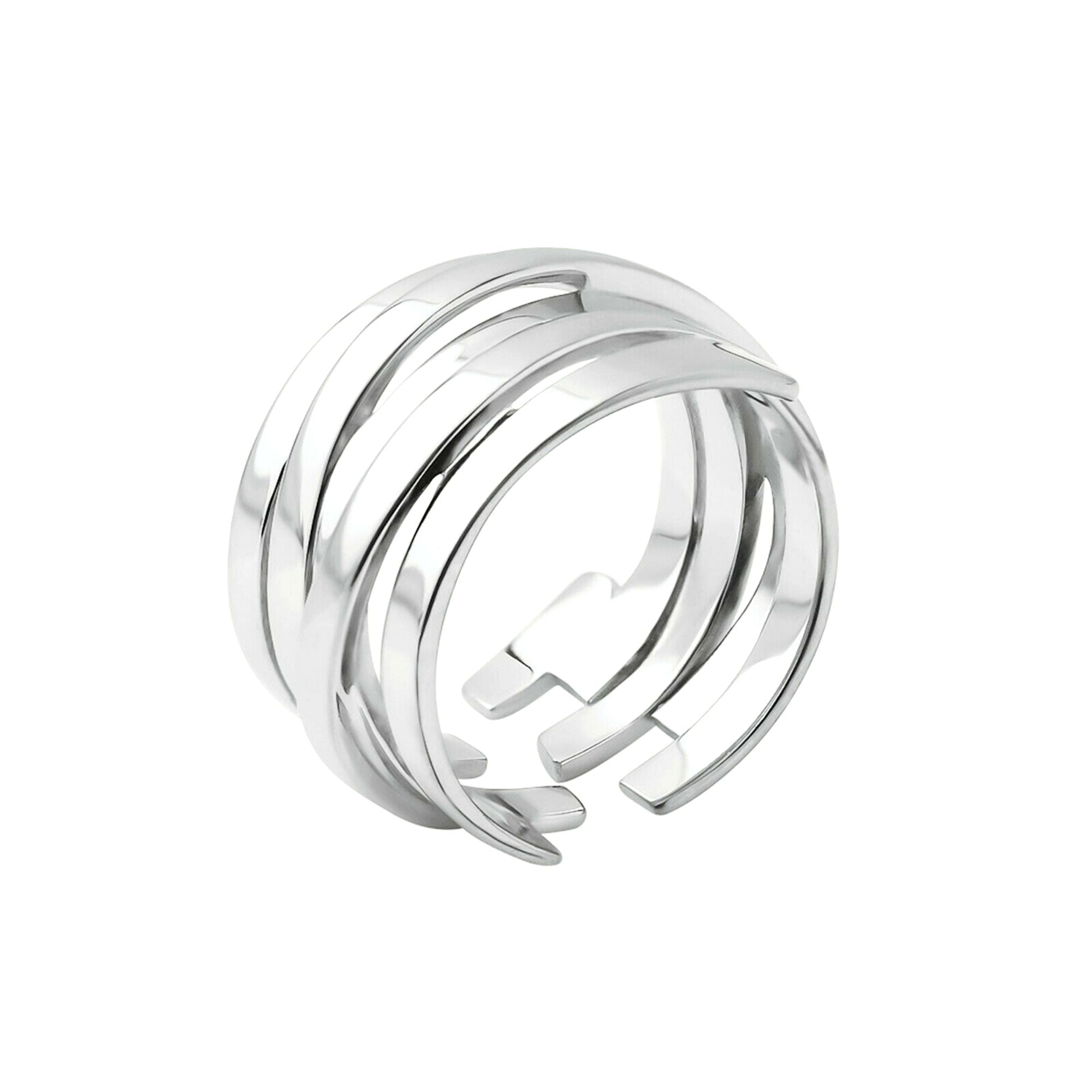 925 Sterling Silver Crossover Wide top Ring