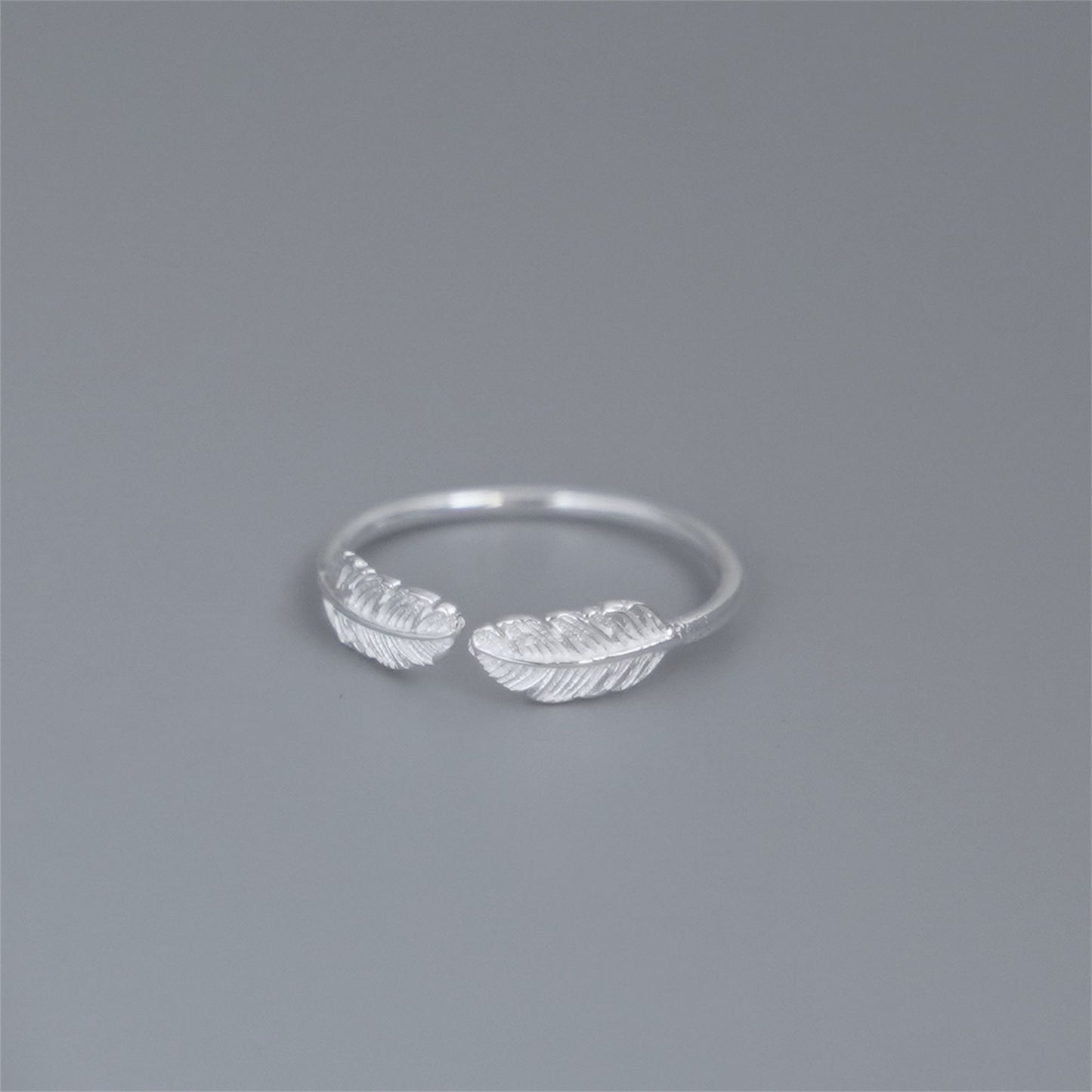 Sterling Silver Double Feather Angel Finger Wing Pair Open Band Ring with Adjustable Size - sugarkittenlondon