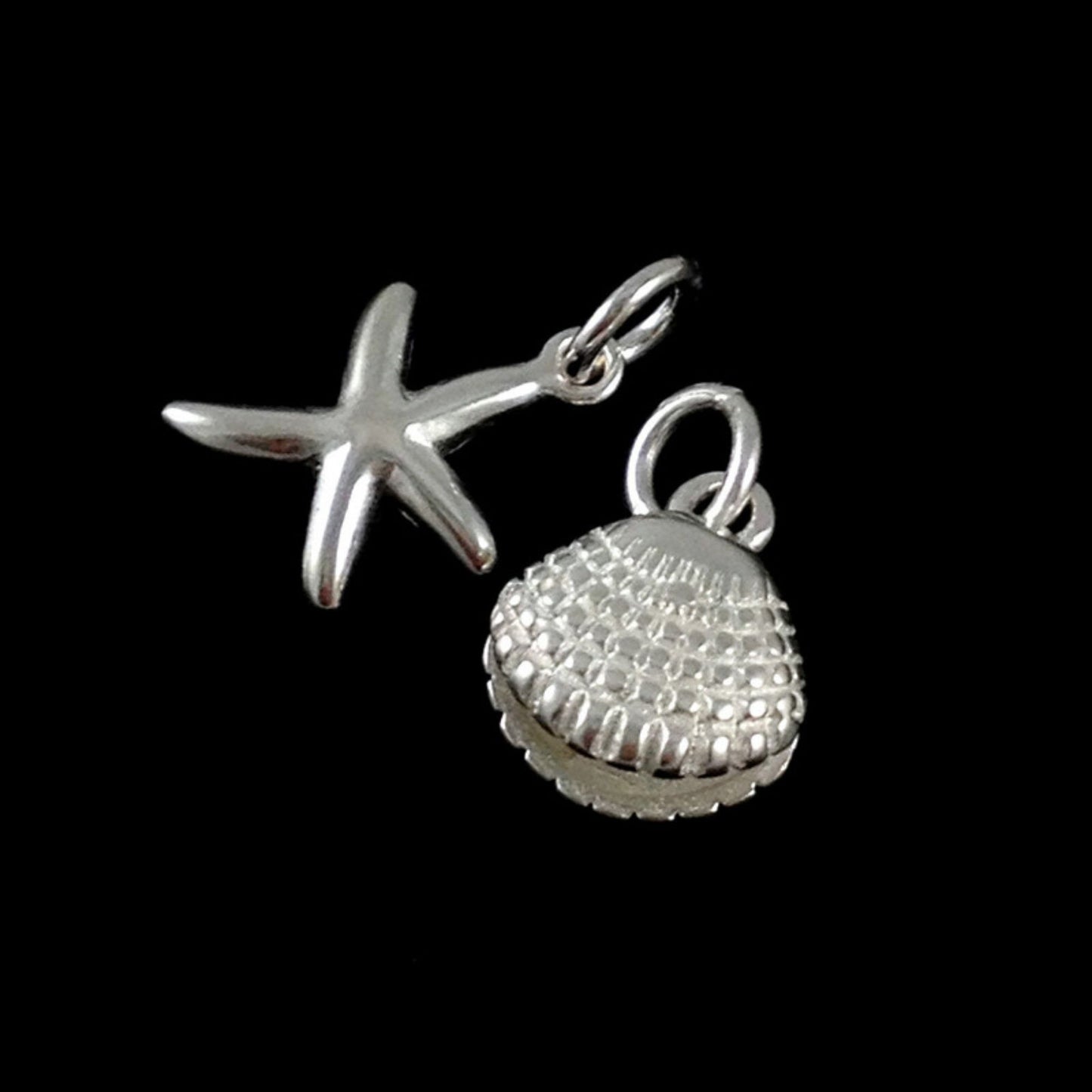 Sterling Silver Sea Shell pendant and Starfish Pendant for Necklace, Bracelet, or Earrings