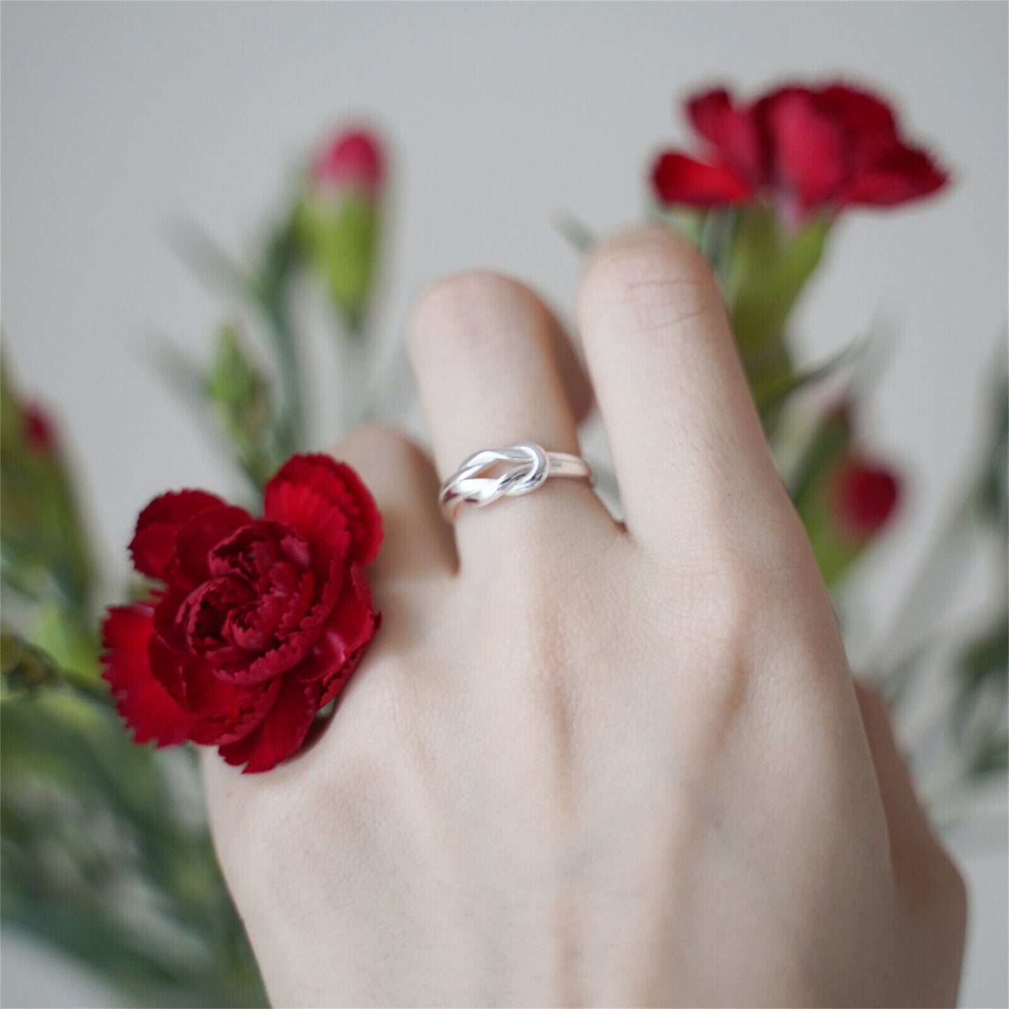 925 Sterling Silver Love Knot Ring with Adjustable Band - sugarkittenlondon