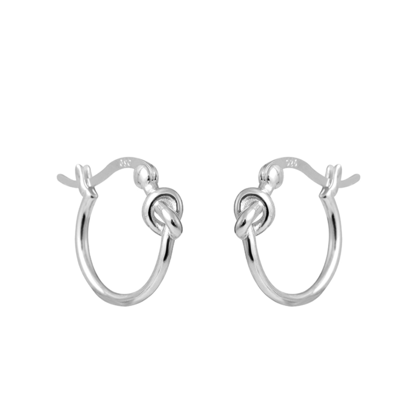 925 Sterling Silver Creole Hoop Earrings with Love Knot Drop and Sleeper Back - sugarkittenlondon