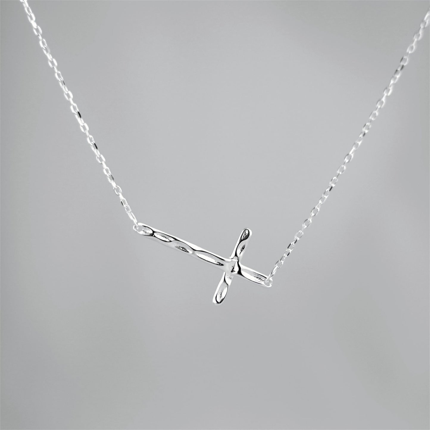 Sterling Silver Reversible Cross Necklace with Versatile Wearability - sugarkittenlondon