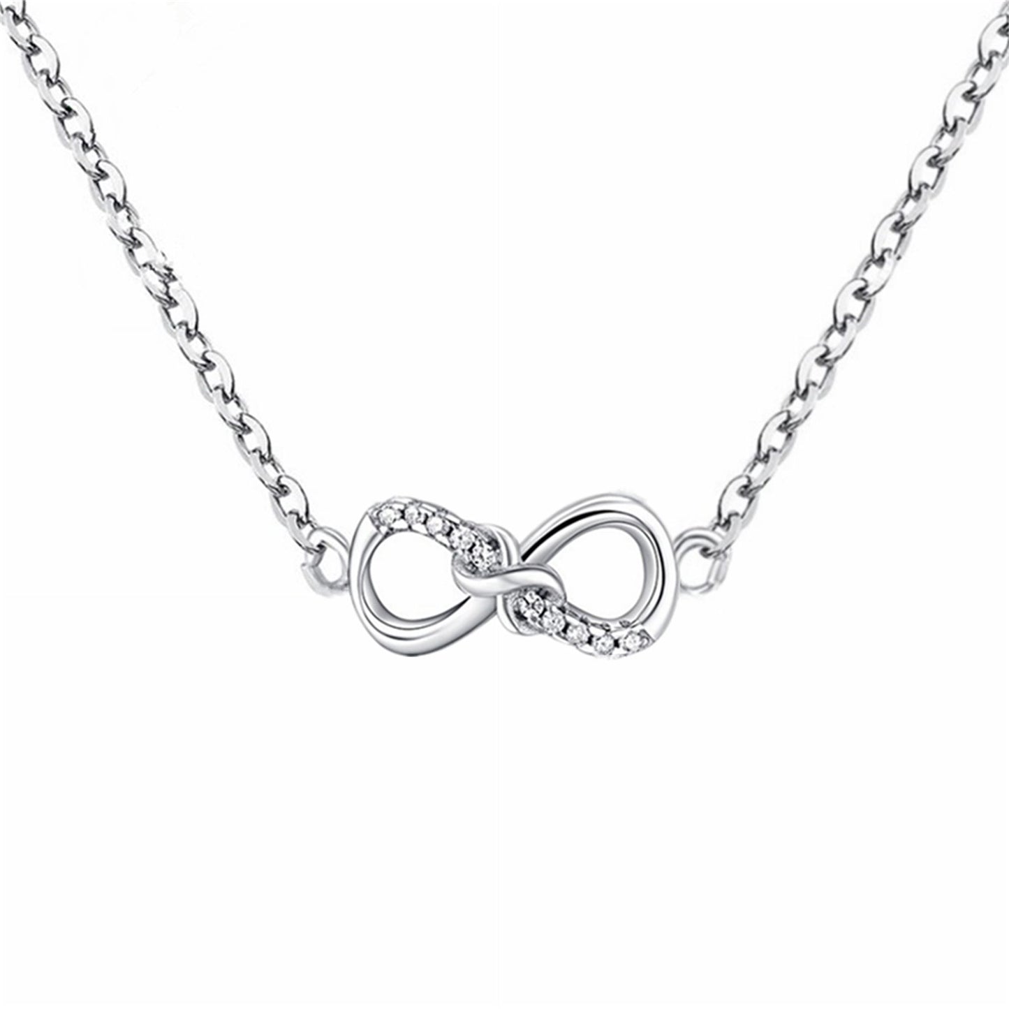 Sterling Silver Infinity Necklace With Crystal CZ Forever Infinite Jewellery - sugarkittenlondon