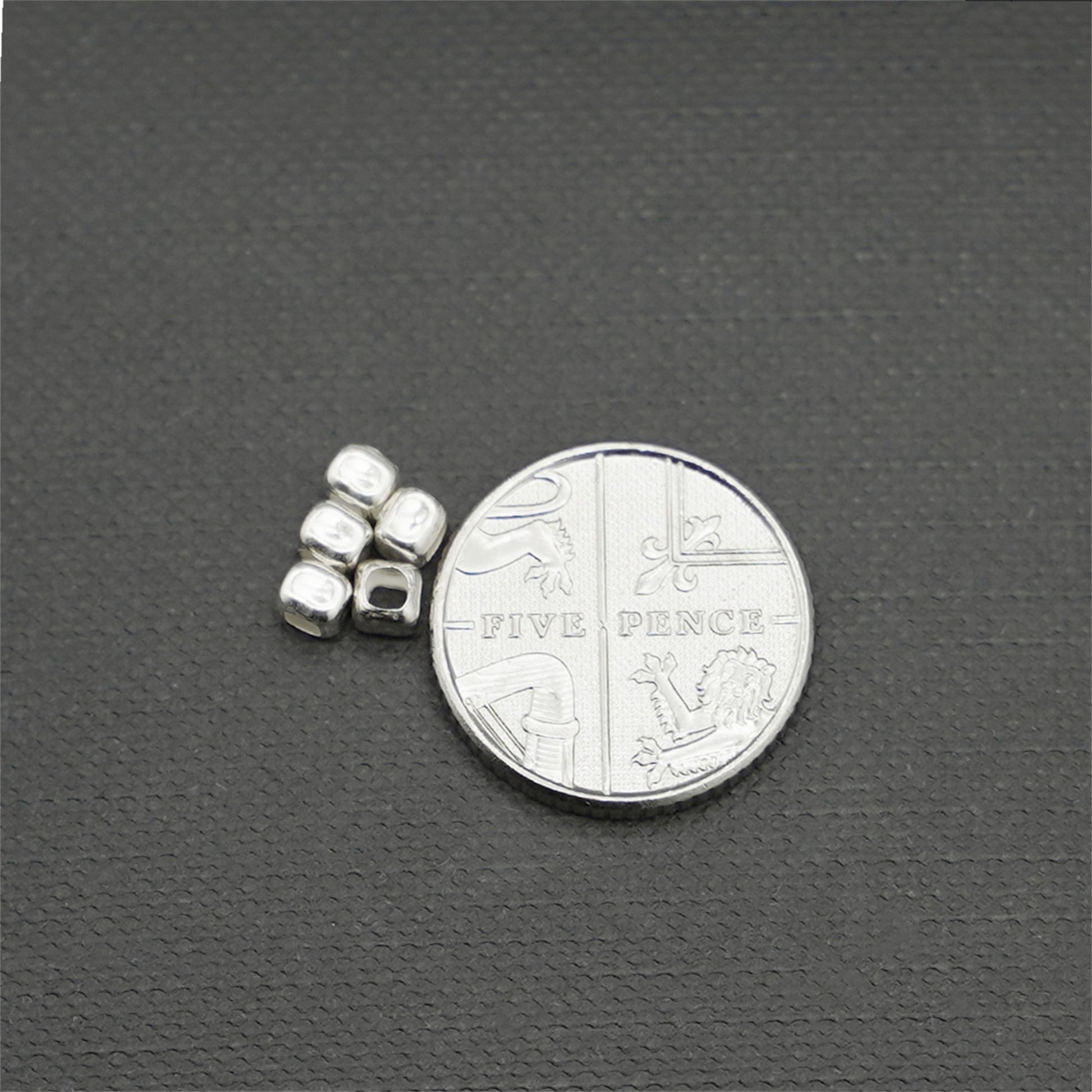 925 Sterling Silver 3mm Cube Charm pendant Beads , for Bracelets, Necklaces, and More - sugarkittenlondon
