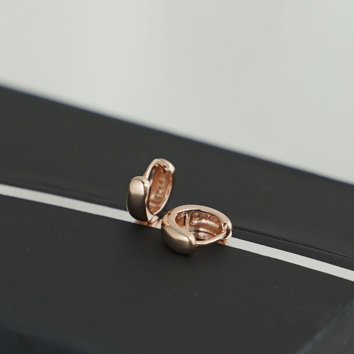 Rose Gold on Sterling Silver Hoop Sleeper Earrings in 6mm, 8mm, and 10mm - sugarkittenlondon