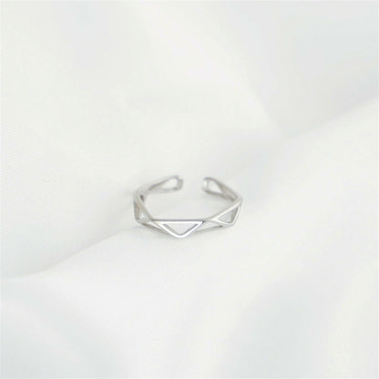 Sterling Silver Unisex Hollow Out Diamond Geometry Nest Ring UK F-K - sugarkittenlondon