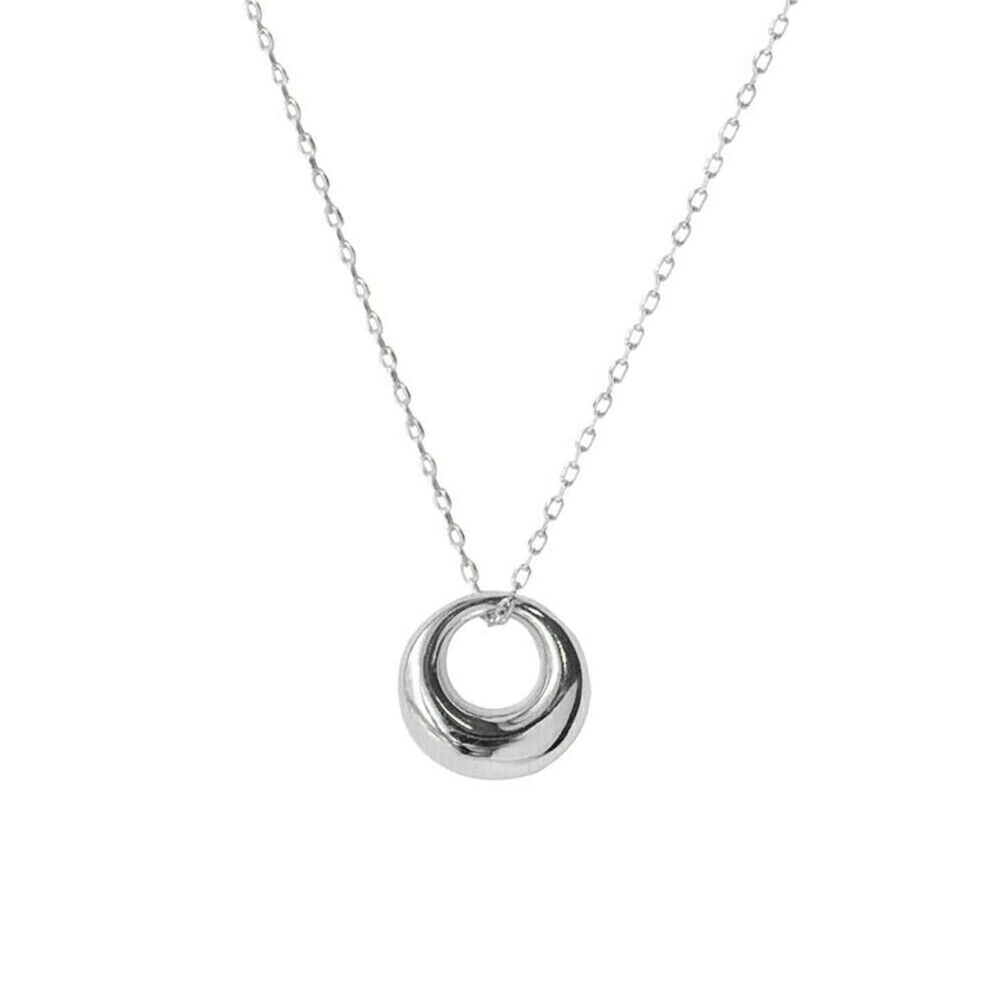 925 Sterling Silver Circle Necklace with Simple Round Charm - sugarkittenlondon