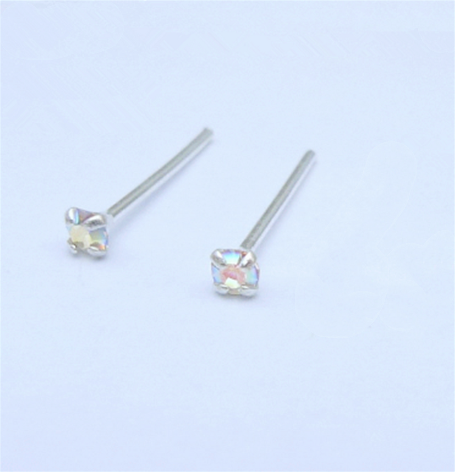 Sterling Silver 1.5mm Clear / Opal Round 4 Claw CZ Stud Earrings