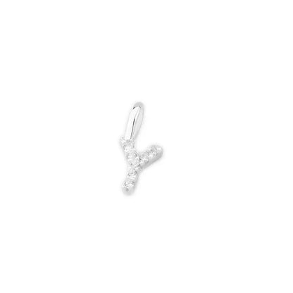Mini Alphabet Charm, small silver crystal letter pendant with sparkle pavé