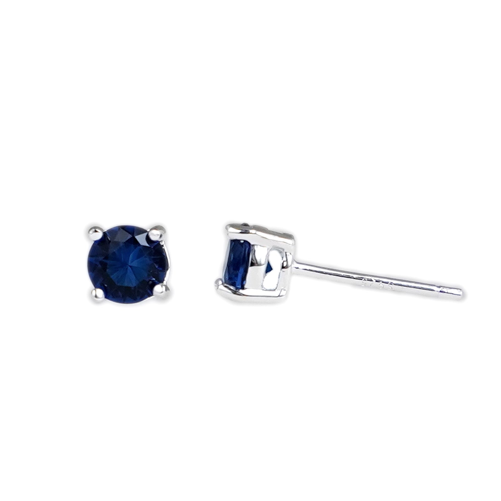 sugarkittenlondon Sterling Silver 4 Claw Round 5mm CZ Stud Earrings 4 Stone Colours Sky Blue/Blue/Ruby/Clear