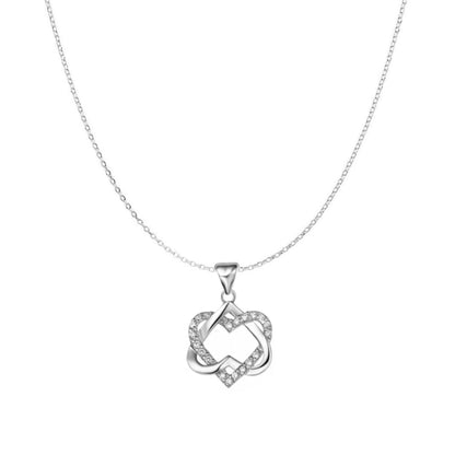 Sterling Silver Double Floating Twisted Knot Love Heart Necklace