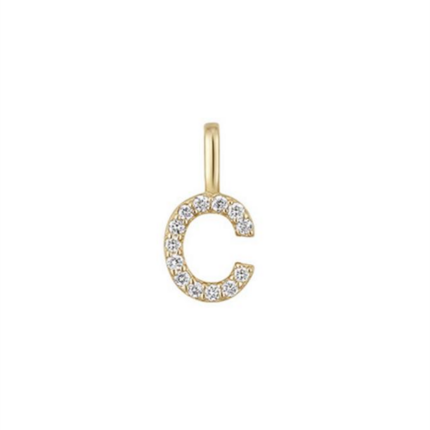 14K Gold Paved Initial Charm