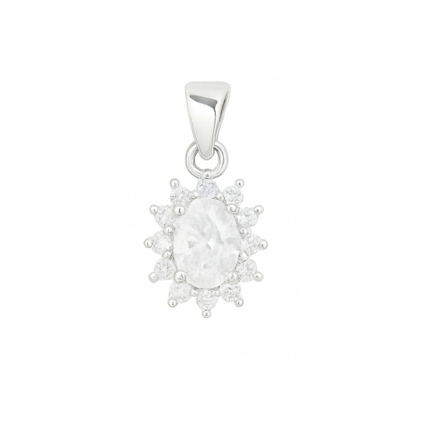 Sparkling Sterling Silver Cluster Pendant Necklace with Clear CZ