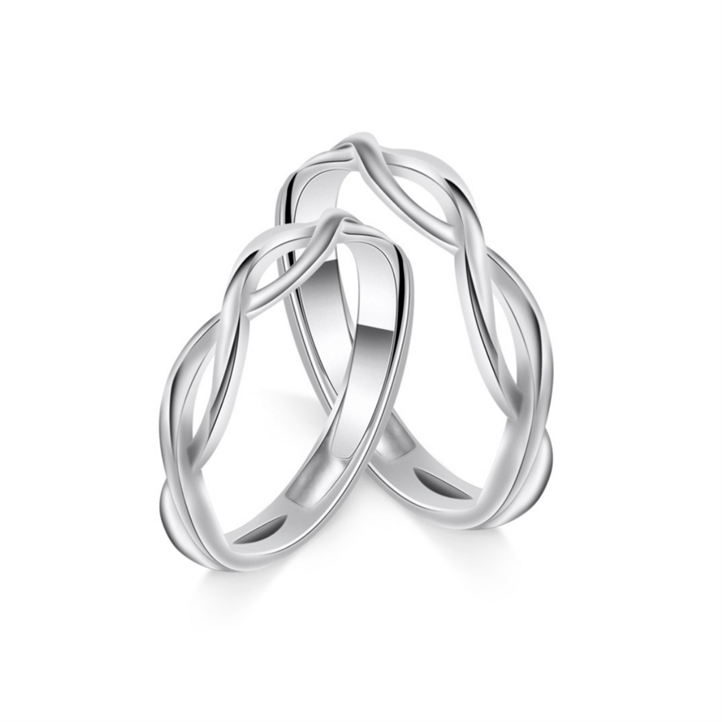 Sterling Silver Couple Rings Infinity Eternity Love Twist Knot Criss Cross Boxed - sugarkittenlondon
