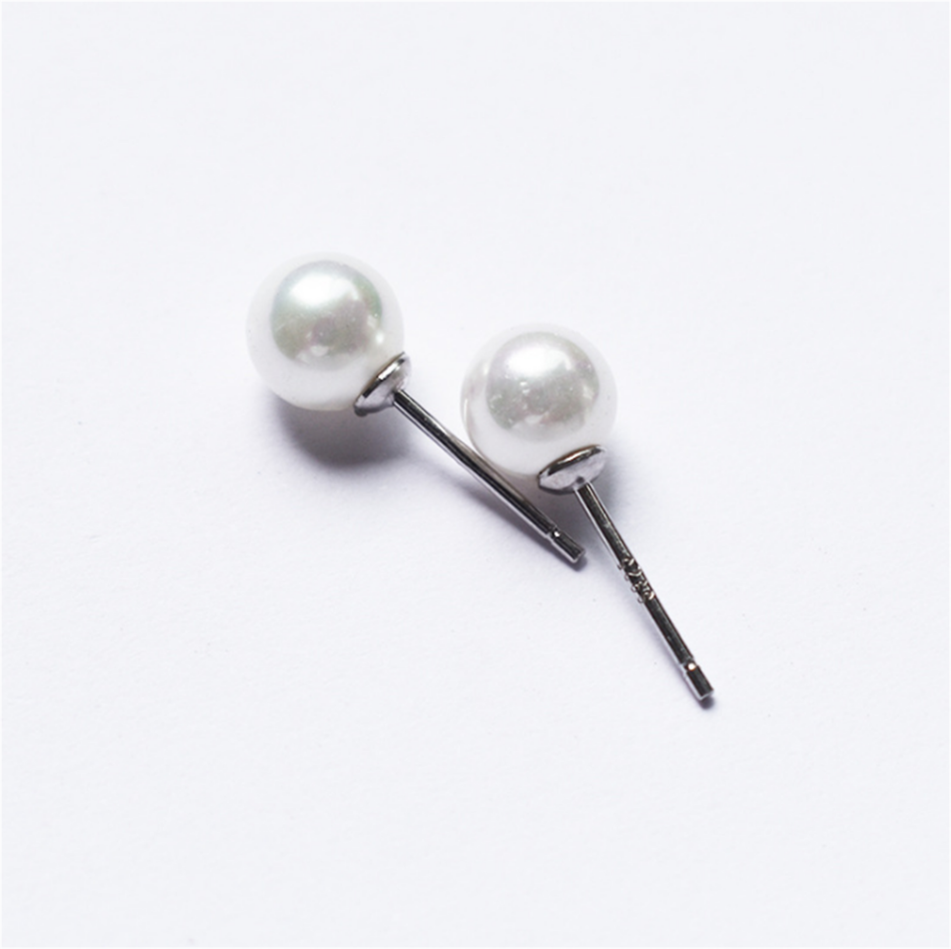 Sterling Silver 6mm 8mm Round Shell Pearl Stud Earrings - sugarkittenlondon
