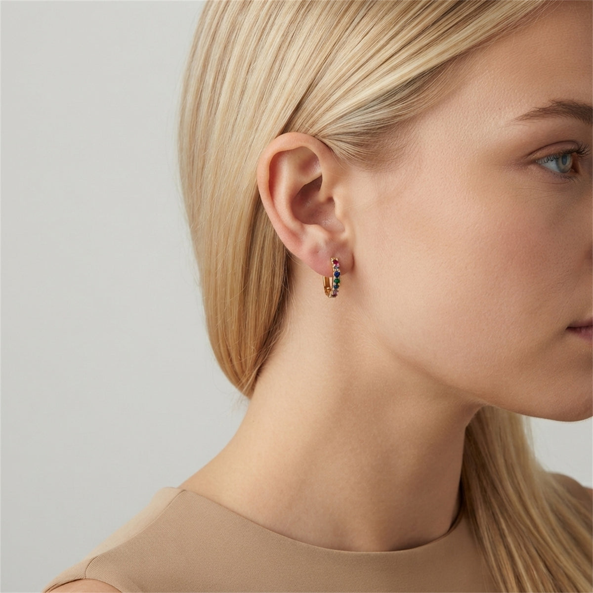 Full Eternity Rainbow Hoop Earrings