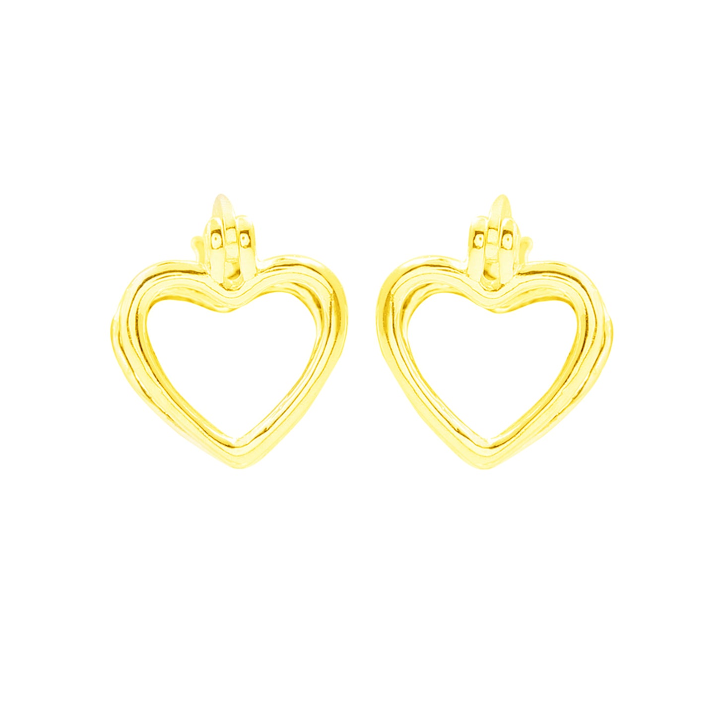 18K Gold Plated Sterling Silver Love Heart Creole Hoop Jacket Earrings - sugarkittenlondon