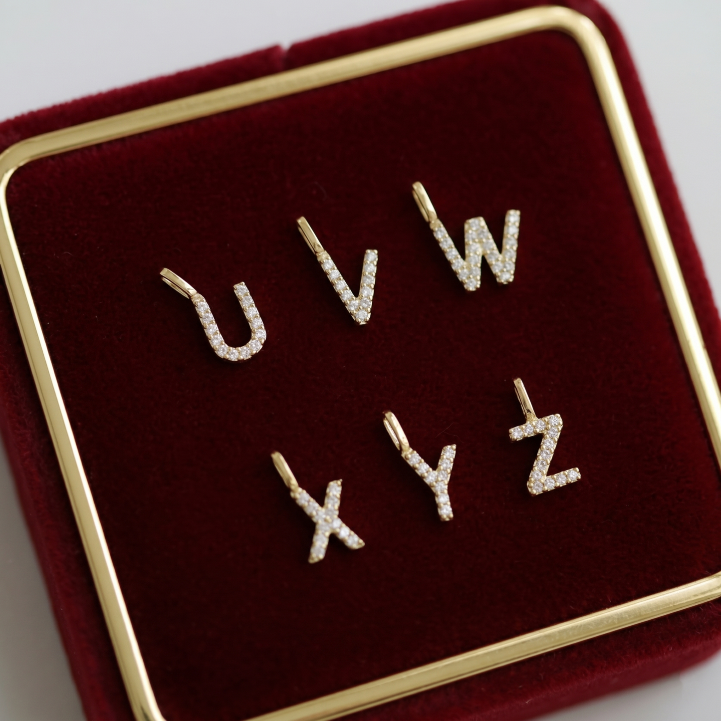 14K Gold Paved Initial Charm