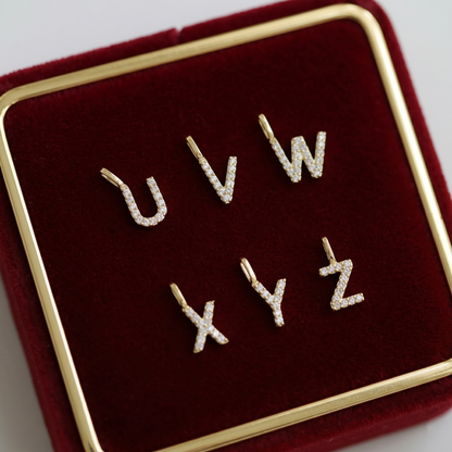 14K Gold Paved Initial Charm