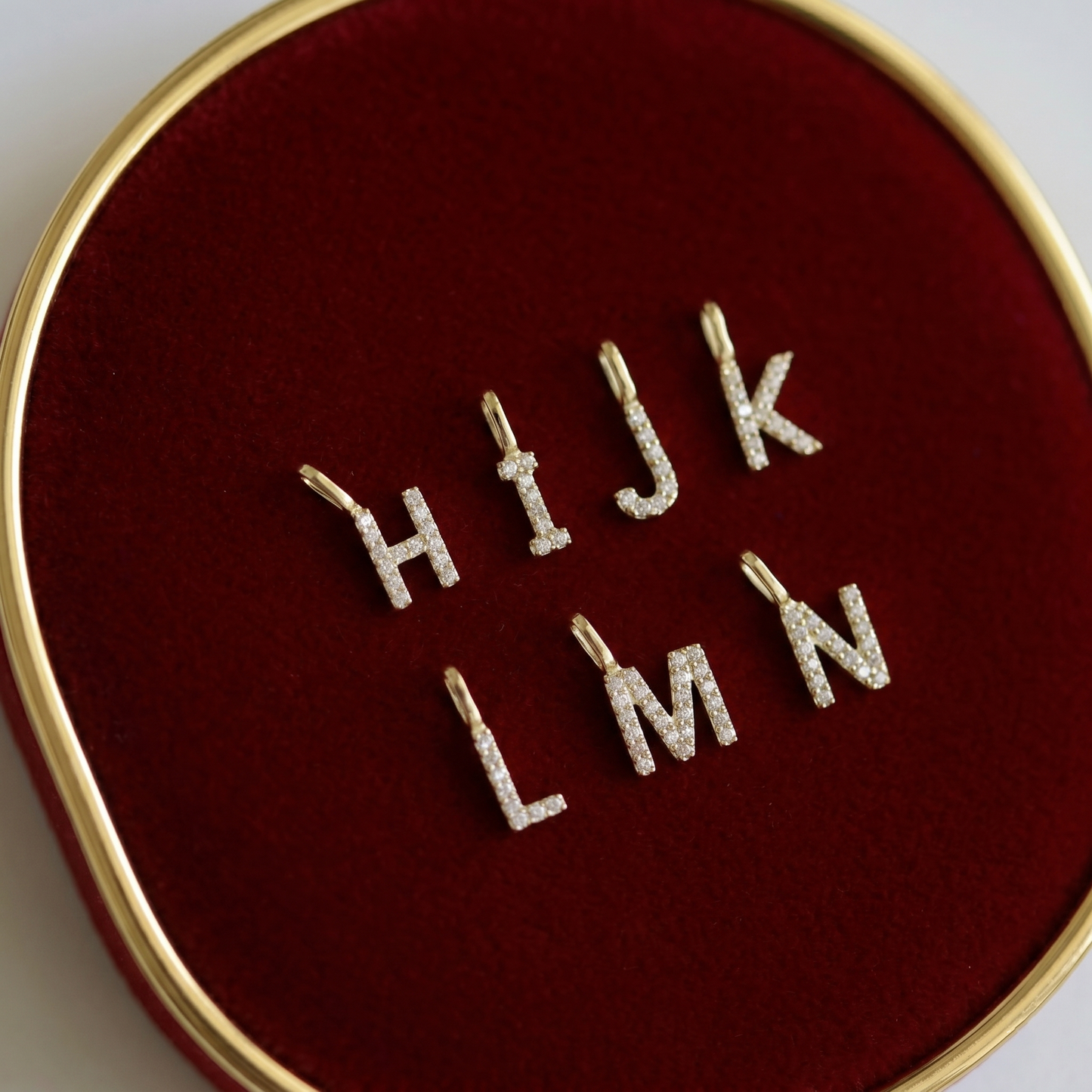 14K Gold Paved Initial Charm