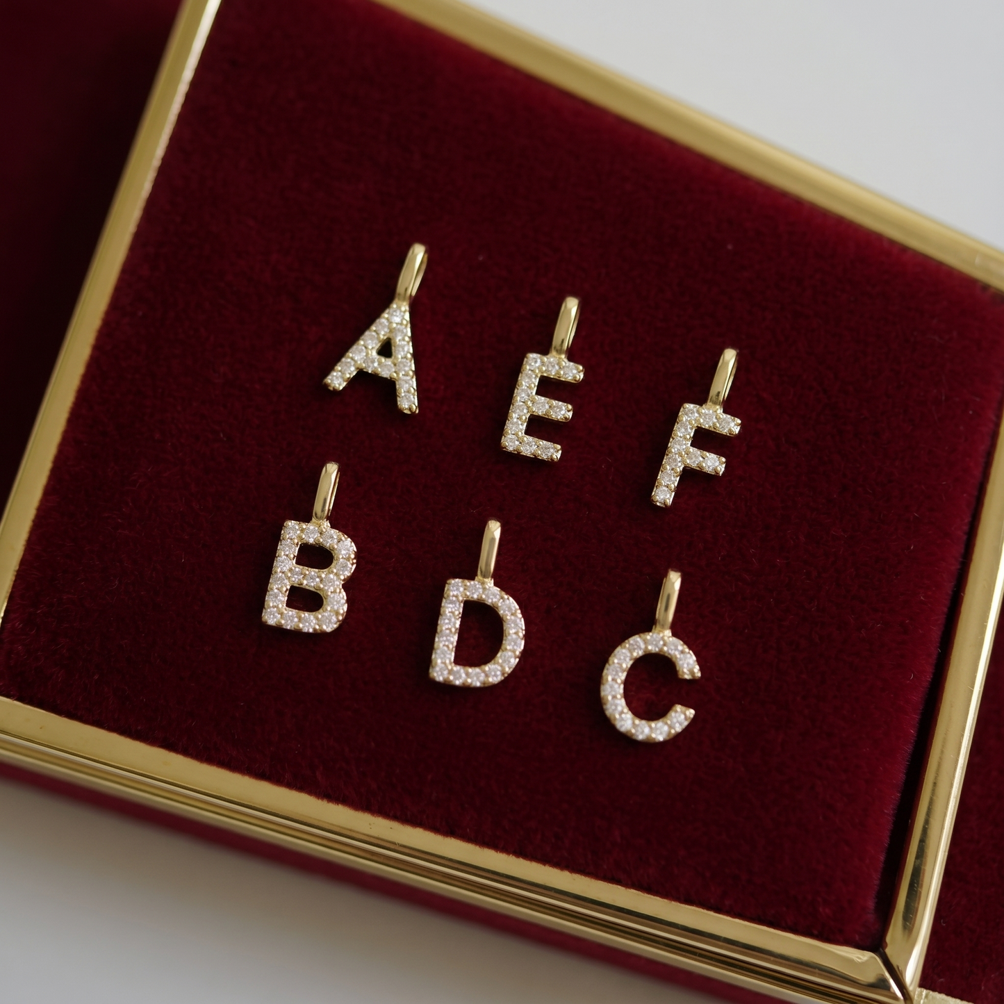 14K Gold Paved Initial Charm