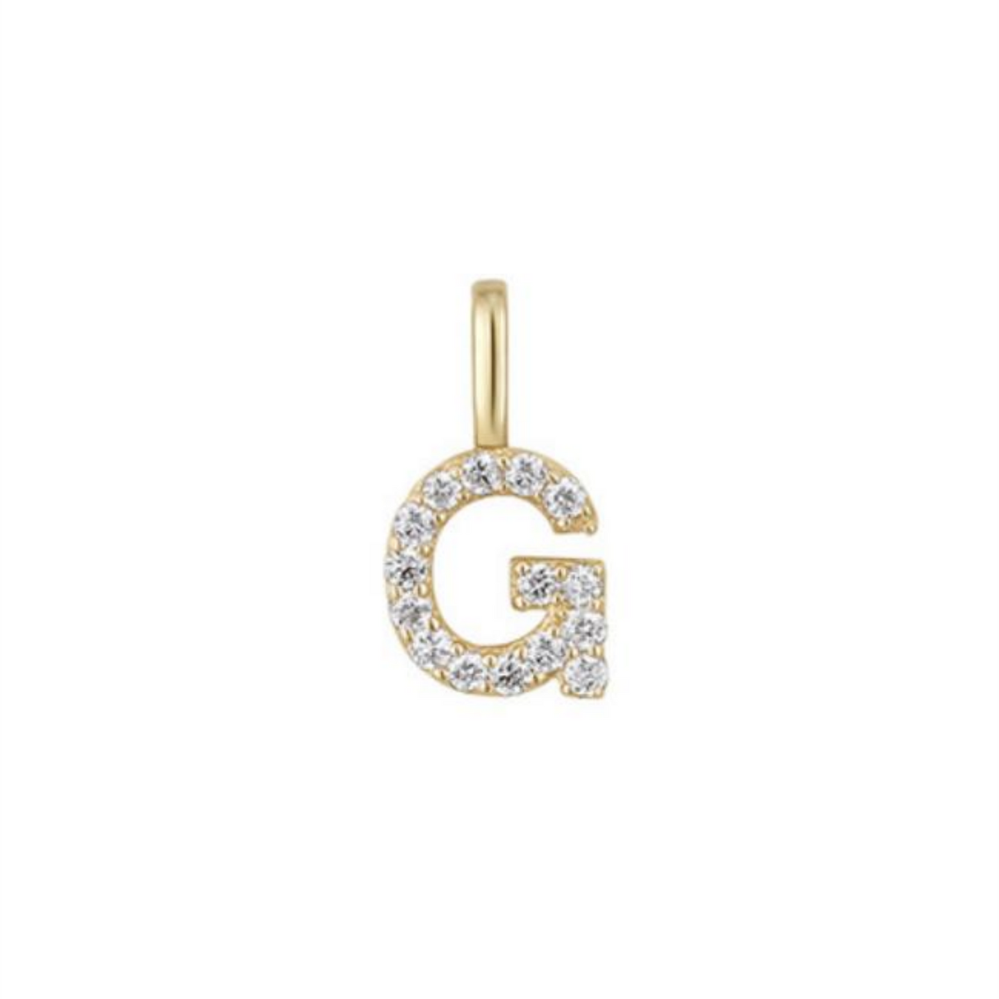 14K Gold Paved Initial Charm