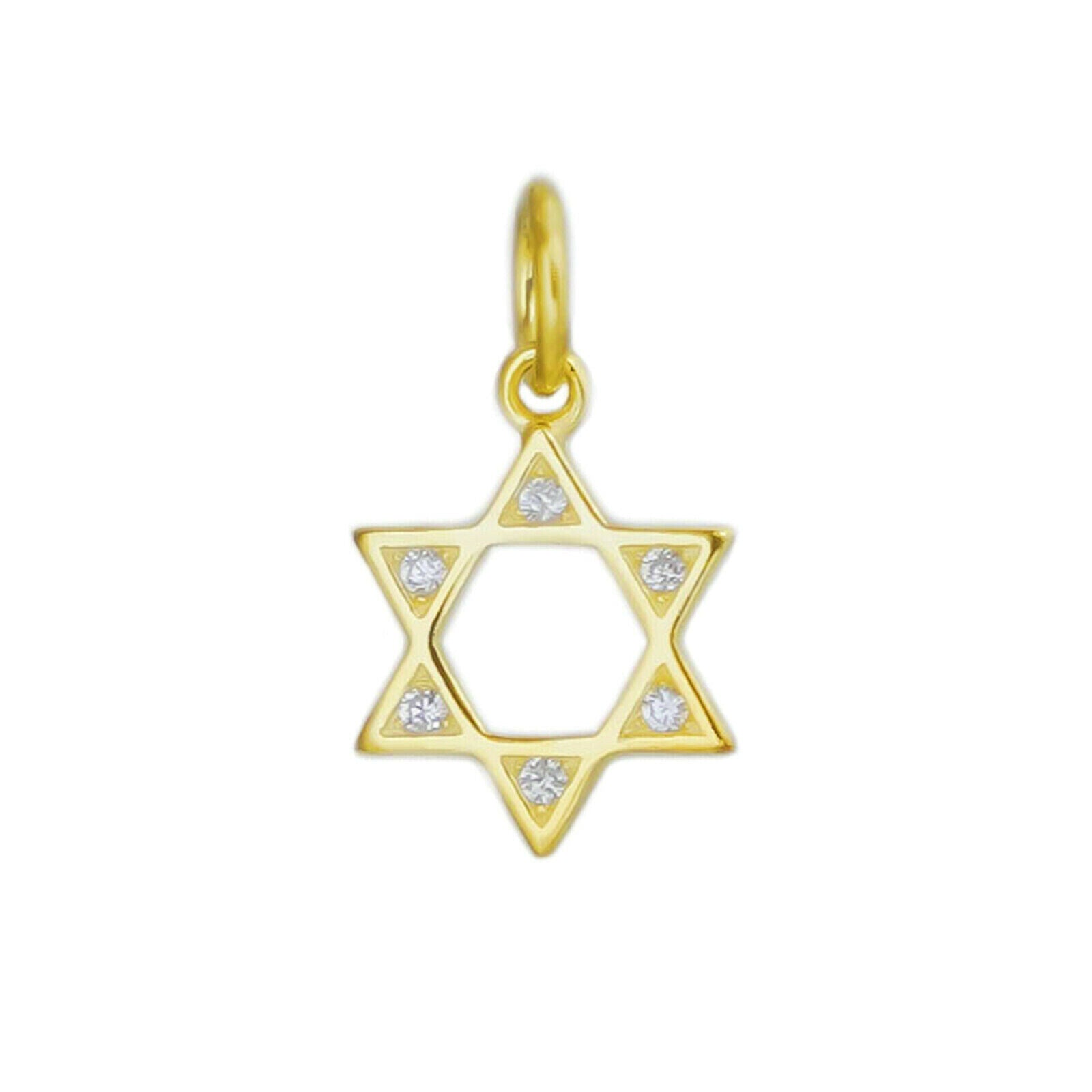 Sterling Silver CZ Hollow Six Pointed Star Hex Star of David Pendant Necklace - sugarkittenlondon