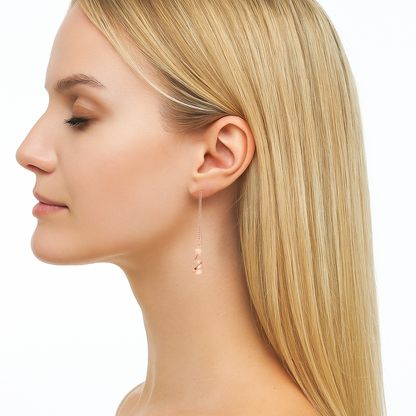 Sterling Silver Star Ribbon Christmas Tree Pull Through Threader Earrings