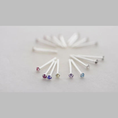 Sterling Silver Small 1.5mm CZ Multi-Colour Birthstone Stud Earrings