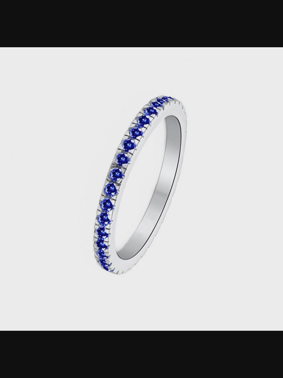 925 Sterling Silver White And Blue Simulated Sapphire Eternity Stacking Ring, Silver Stacking Eternity Ring, on sale Stacking Ring, Eternity Ring