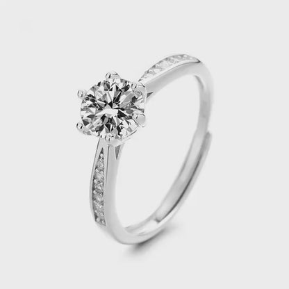 Sterling Silver Proposal Engagement Ring with CZ Shoulders