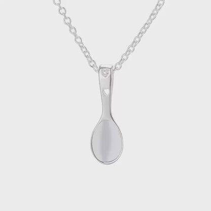 Sterling Silver Love Hearts Spoon Charm Pendant Necklace