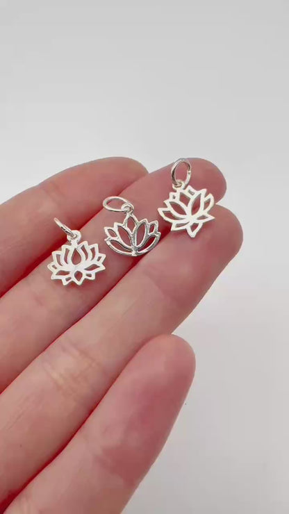 Sterling Silver Lotus Flower Yoga Pendant Zen Namaste Charm