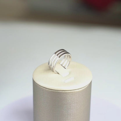 Sterling Silver Triple Parallel Bar Wide Line Open Band Ring Unisex