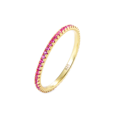 14K Gold Sterling Silver CZ Eternity Ring in White, Magenta, and Navy - sugarkittenlondon