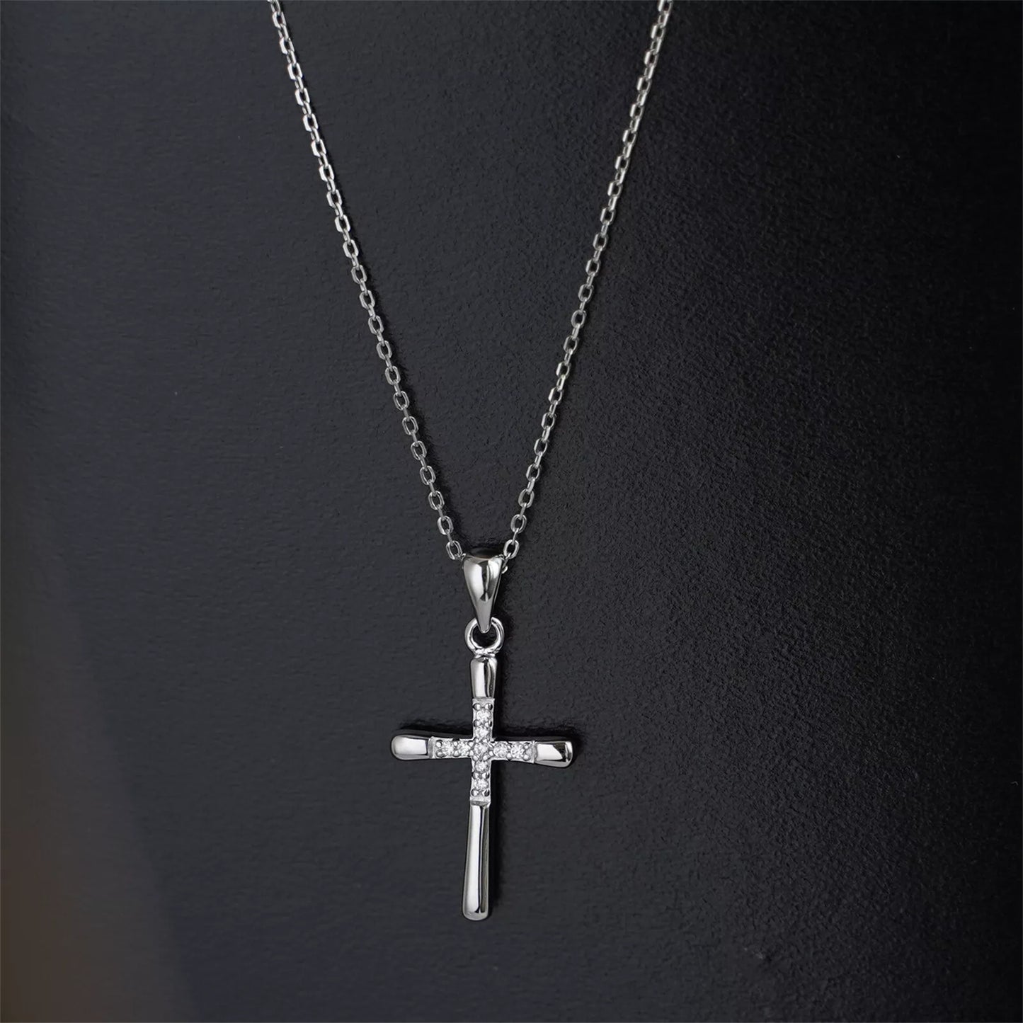 Sterling Silver CZ Paved Centre Cross Pendant, 31 x 15 mm