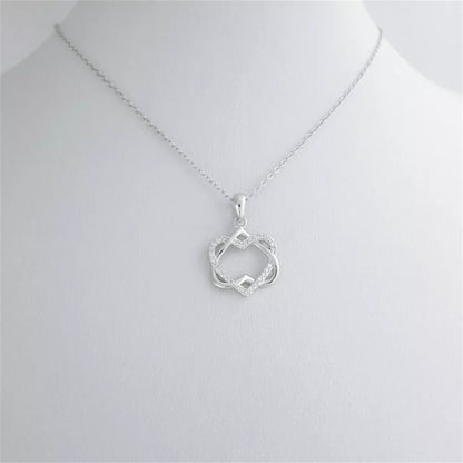 Sterling Silver Double Floating Twisted Knot Love Heart Necklace