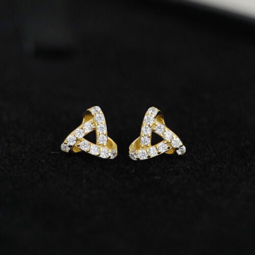 925 Sterling Silver Cubic Zirconia Stud Earrings with Triple Knot Design - sugarkittenlondon