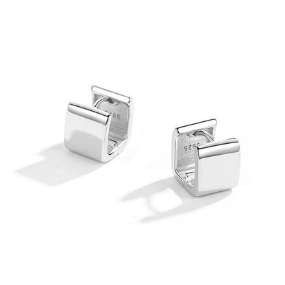 925 Sterling Silver Square Hoop Earrings with Rhodium Finish