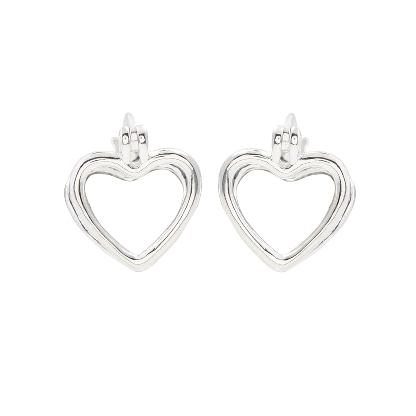 925 Sterling Silver Double Sided Love Heart Creole Huggie Jacket Earrings - sugarkittenlondon