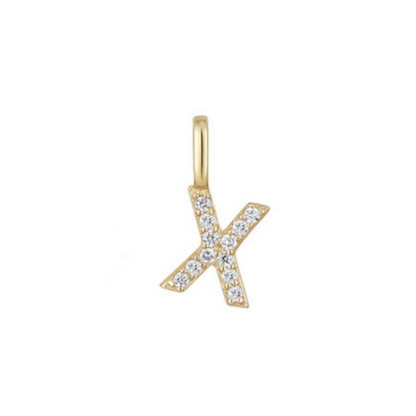 14K Gold Paved Initial Charm