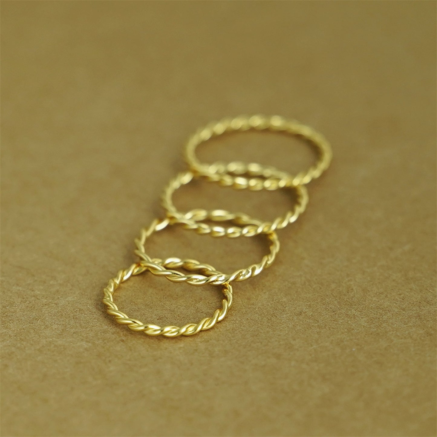 1.2-1.4mm 18k Gold Twisted Ring on 925 Sterling Silver