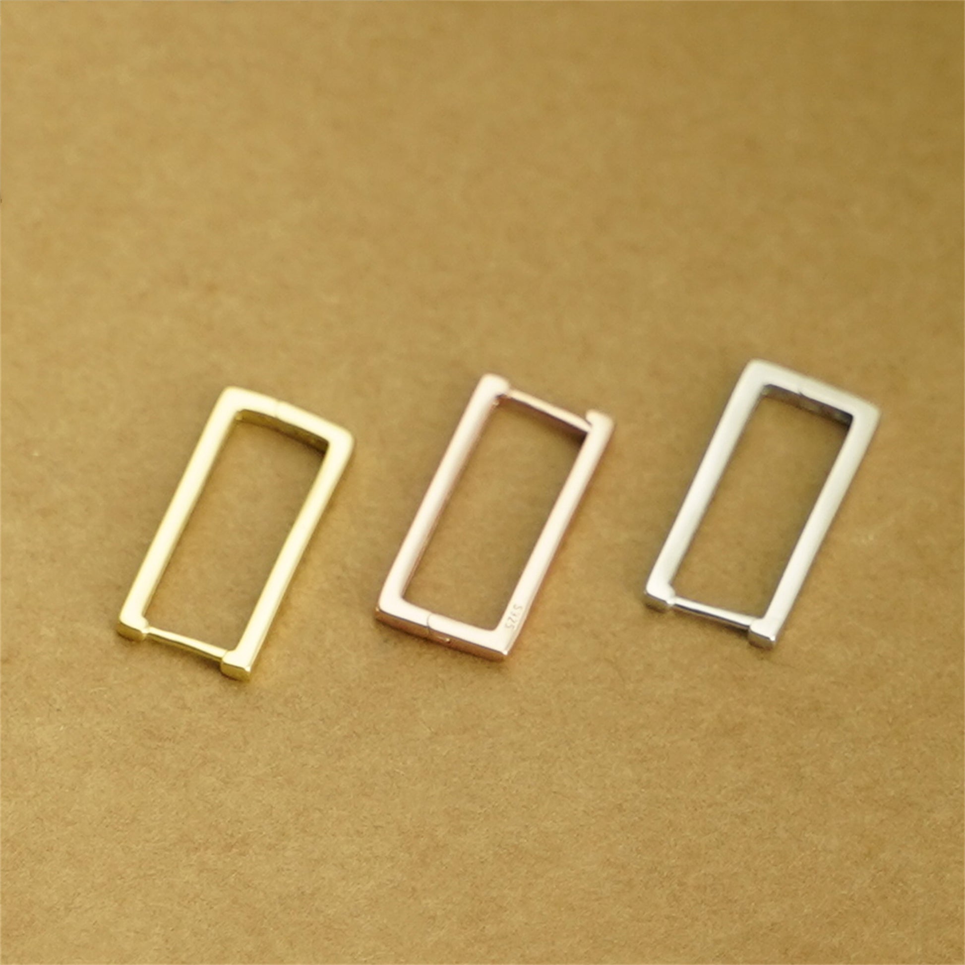 Square Huggie Hoop Drop Earrings in 18K Gold Plated Sterling Silver - sugarkittenlondon